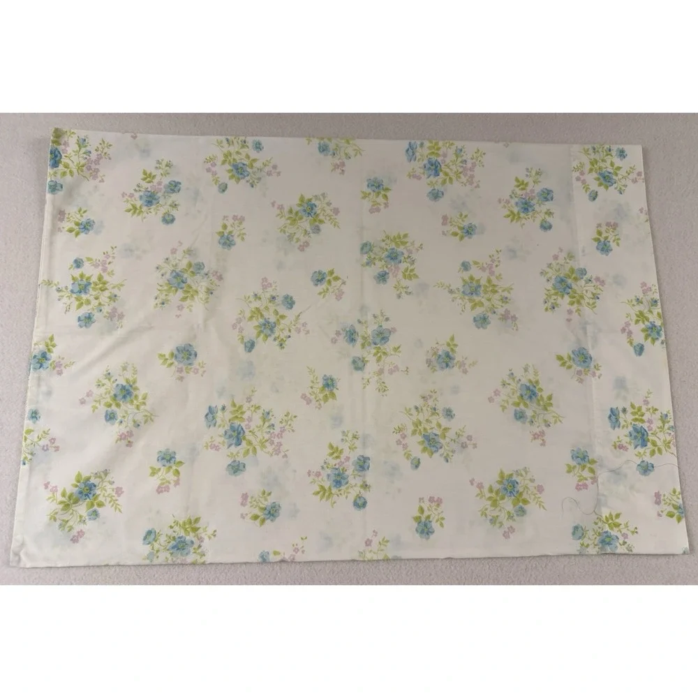 1 Vintage Floral‎ Pillowcase Standard Blue Green Pink Wamsutta Shabby Cottage